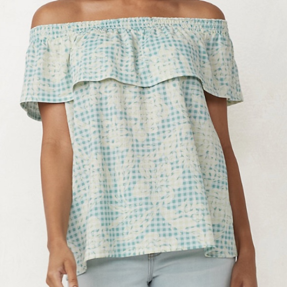Lauren Conrad Cottagecore Ruffle Cold Off Shoulder Top Size M